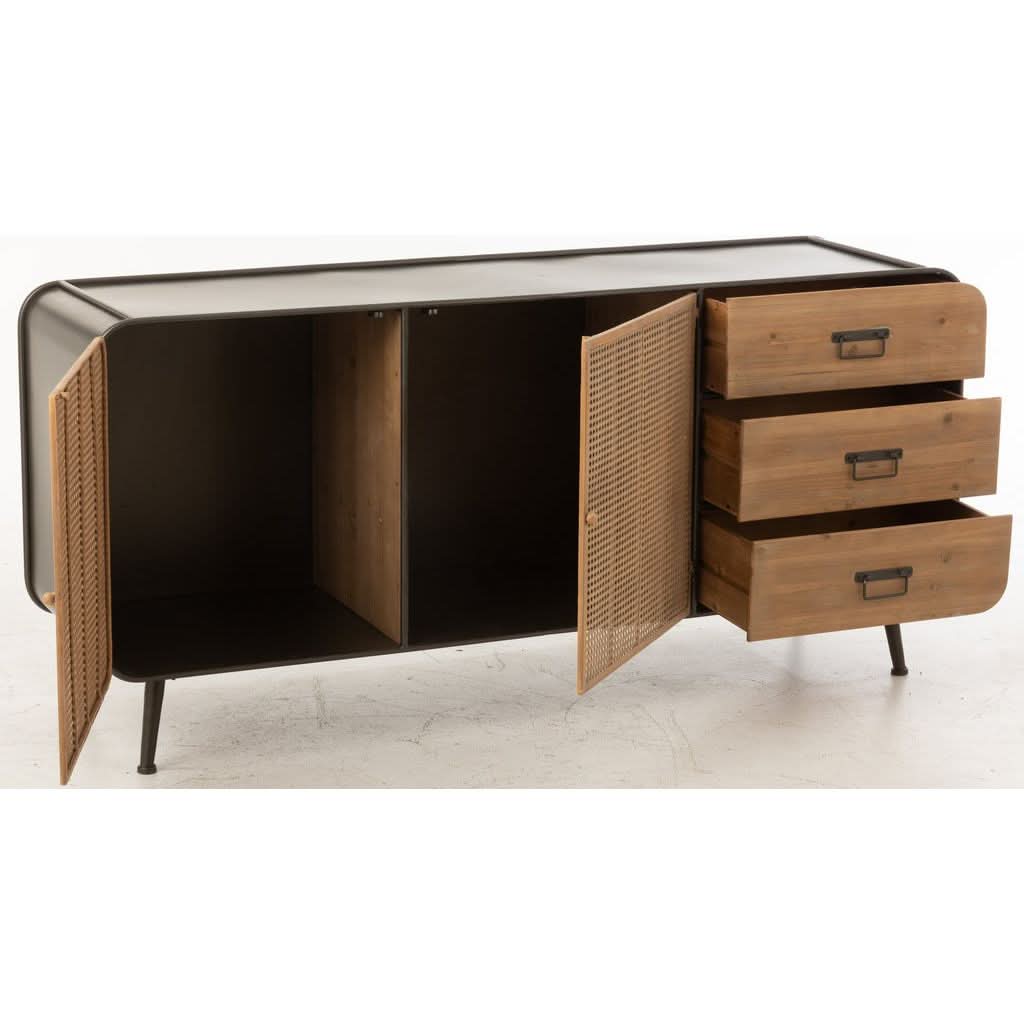 Kommode Metall Holz Schwarz Natur
