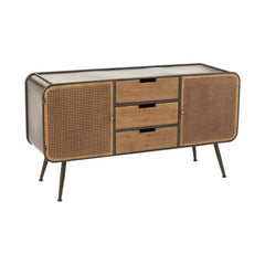 Kommode Metall Holz Schwarz Natur