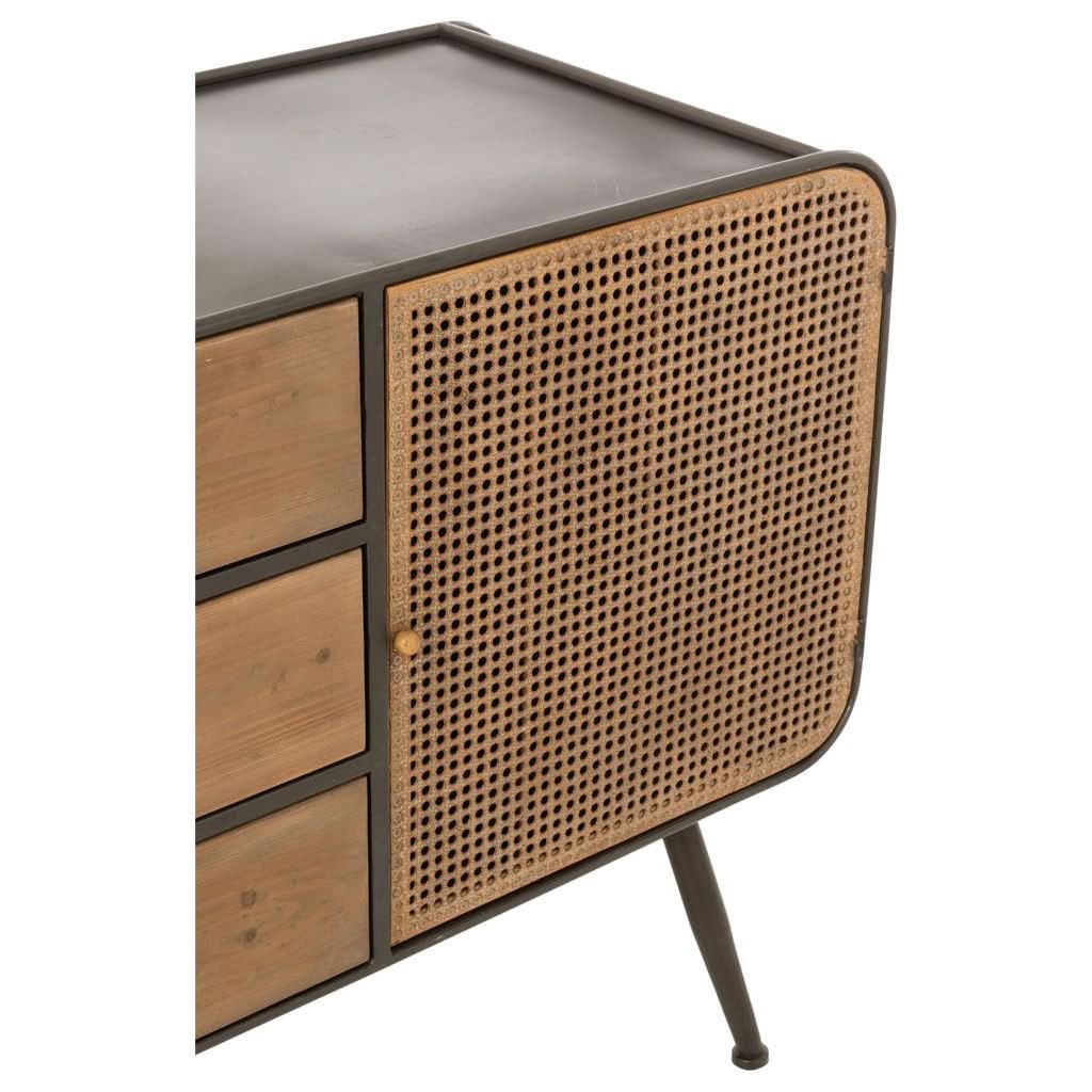 Commode Métal Bois Noir Naturel - Designix