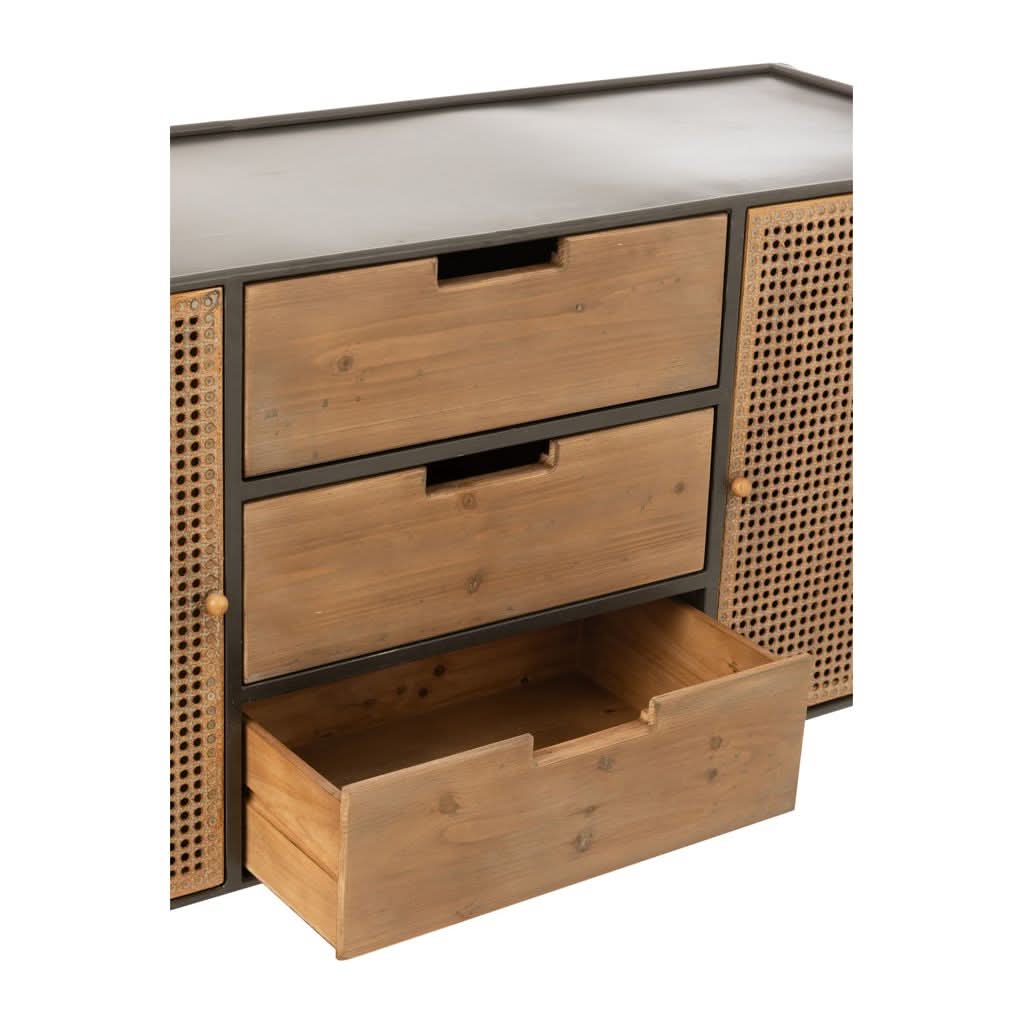 Commode Métal Bois Noir Naturel - Designix