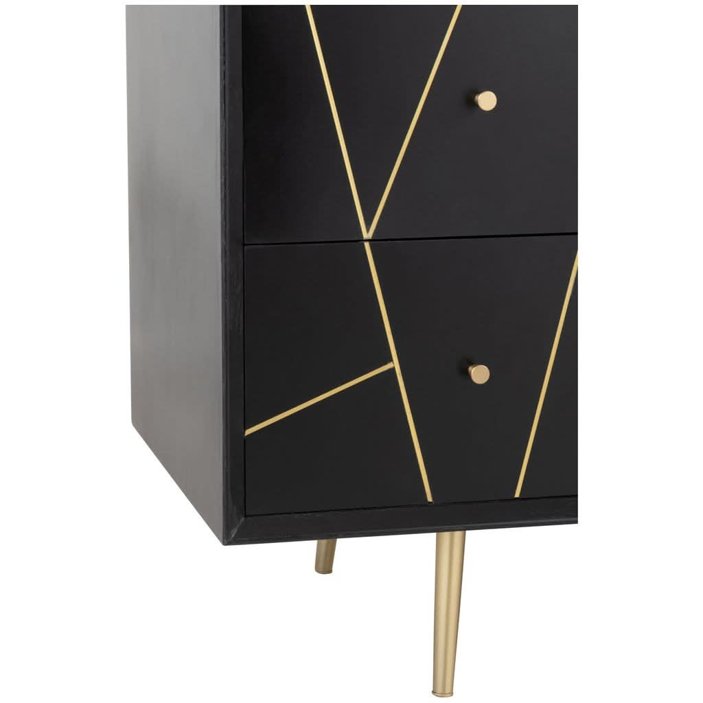 Moderne schwarze Kommode mit Gold