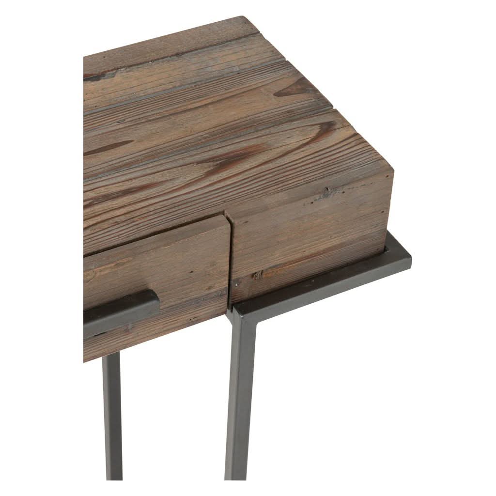 Console Bois Métal Marron 2 Tiroirs - Designix