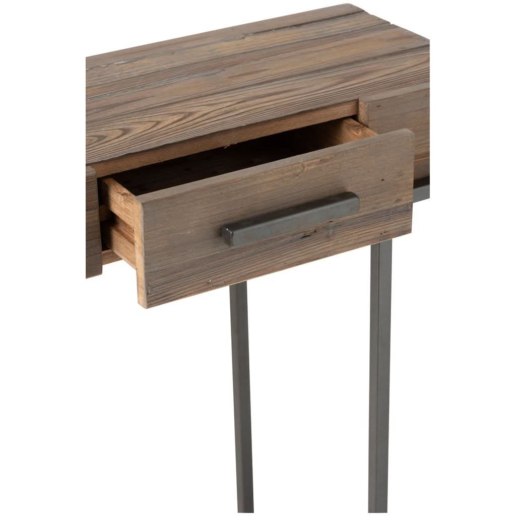 Console Bois Métal Marron 2 Tiroirs - Designix