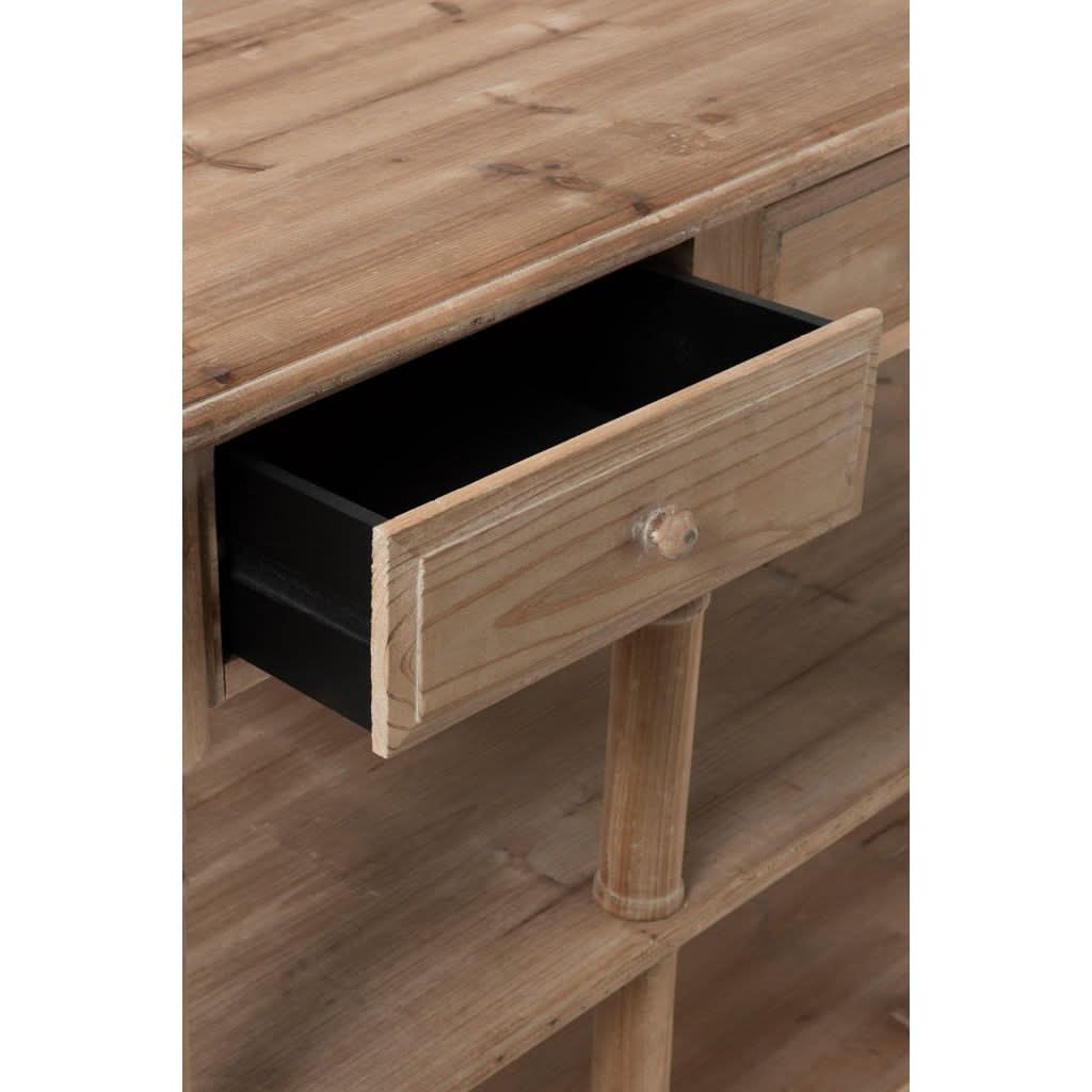 Console Bois Naturel Avec Tiroirs