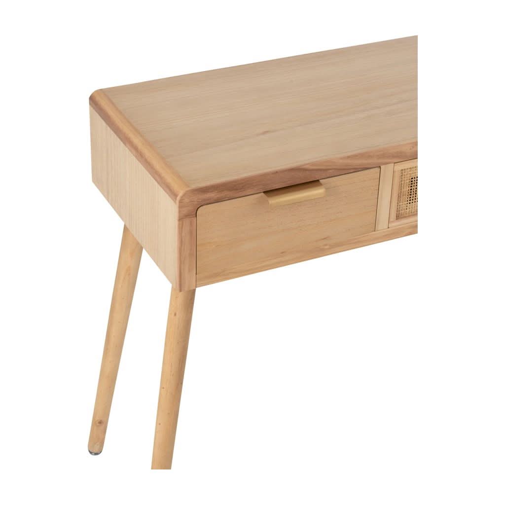 Konsole aus Holz und natürlichem Rattan