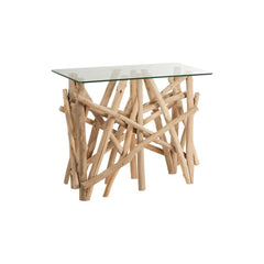 Console en Bois et Verre Naturel