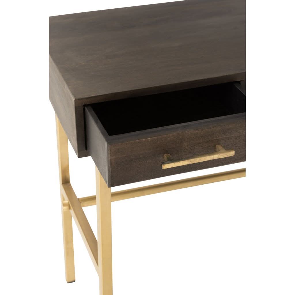 Console Janis Bois Fer Marron Or - Designix