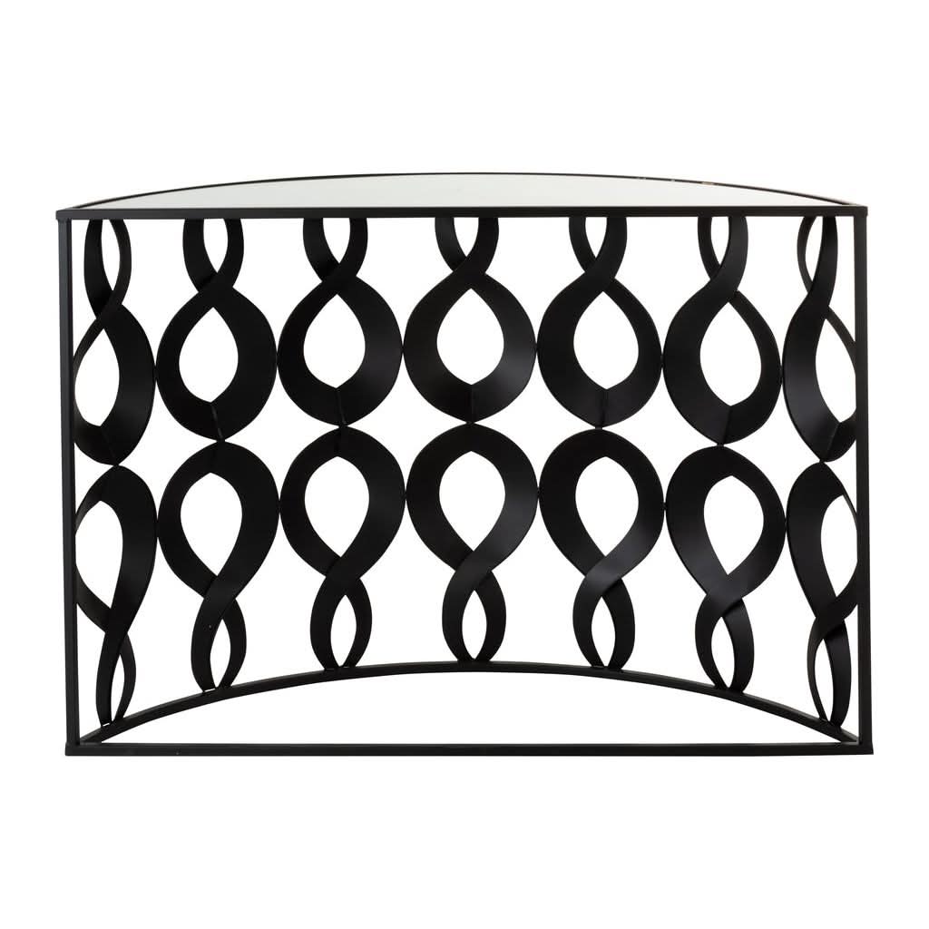 Design-Konsole aus Metall und schwarzem Glas