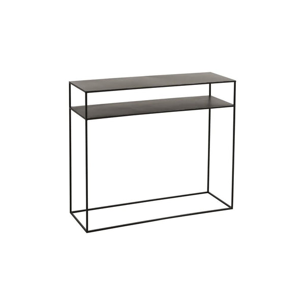 Console Métal Noir Étagères Rectangulaire