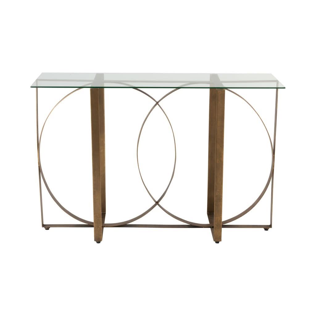 Console Métal Verre Or Vieilli - Designix