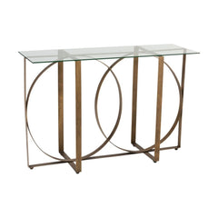 Console Métal Verre Or Vieilli
