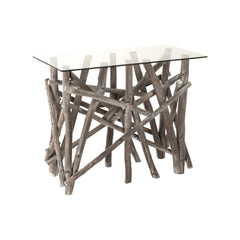 Rechteckiger Konsolentisch aus Holz und Glas