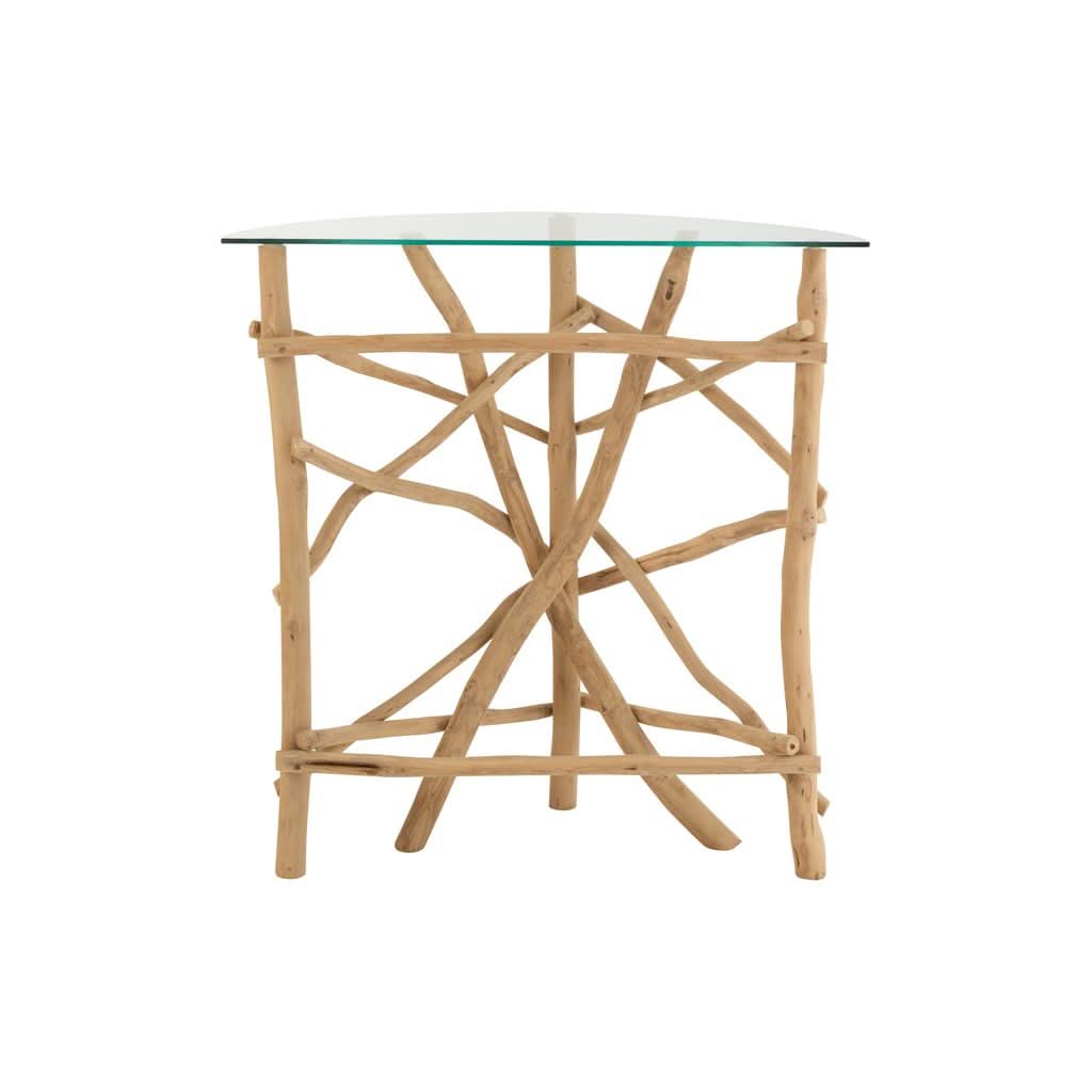 Console Teck Naturel Verre - Designix