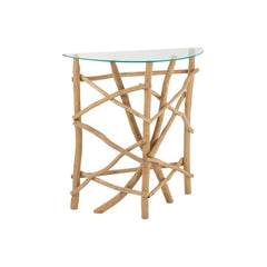 Console Teck Naturel Verre