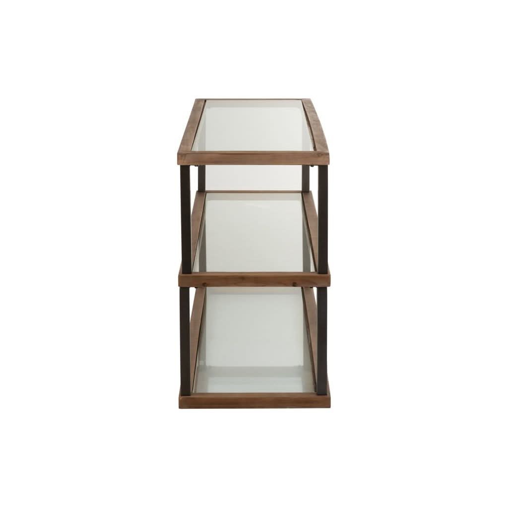 Console Verre Bois Marron 3 Niveaux - Designix
