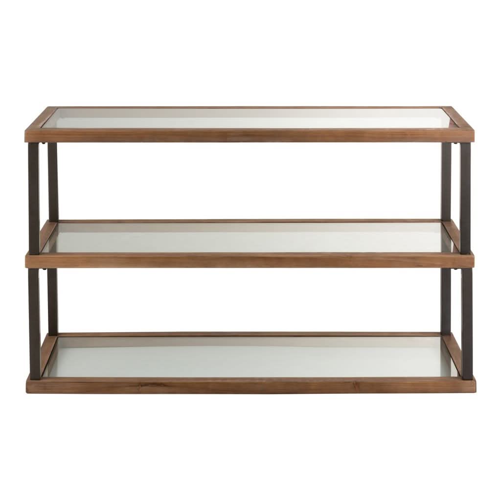 Console Verre Bois Marron 3 Niveaux - Designix