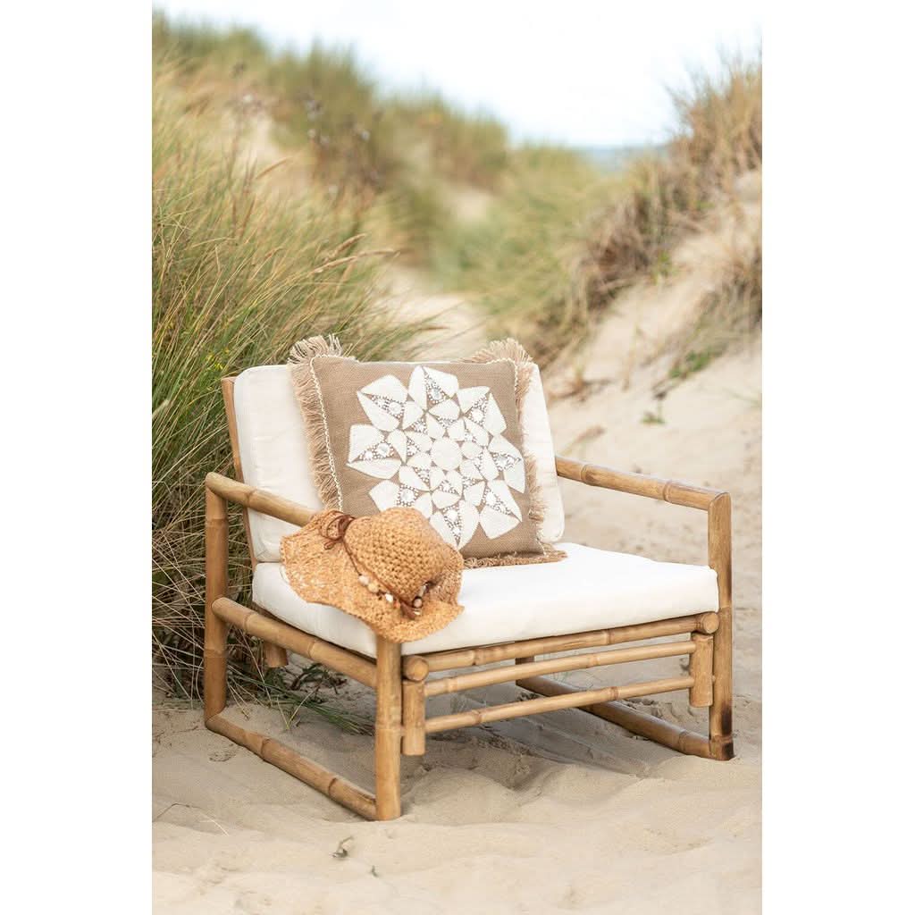Coussin Abstrait Jute Naturel Beige - Designix