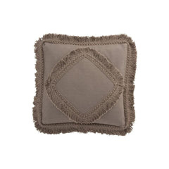 Quadratisches Kissen mit Fransen aus Baumwolle Taupe