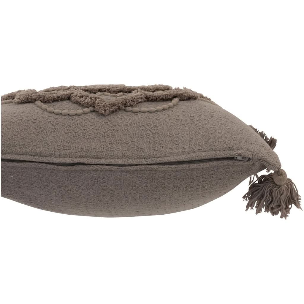 Blumenkissen Taupe mit Bommeln