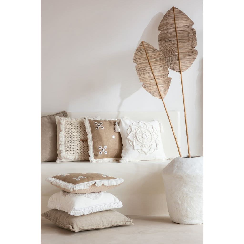 Coussin Jute Naturel Blanc | Qola - Designix Coussin