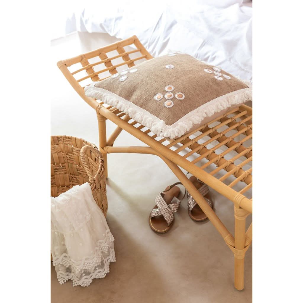 Coussin Jute Naturel Blanc | Qola - Designix Coussin