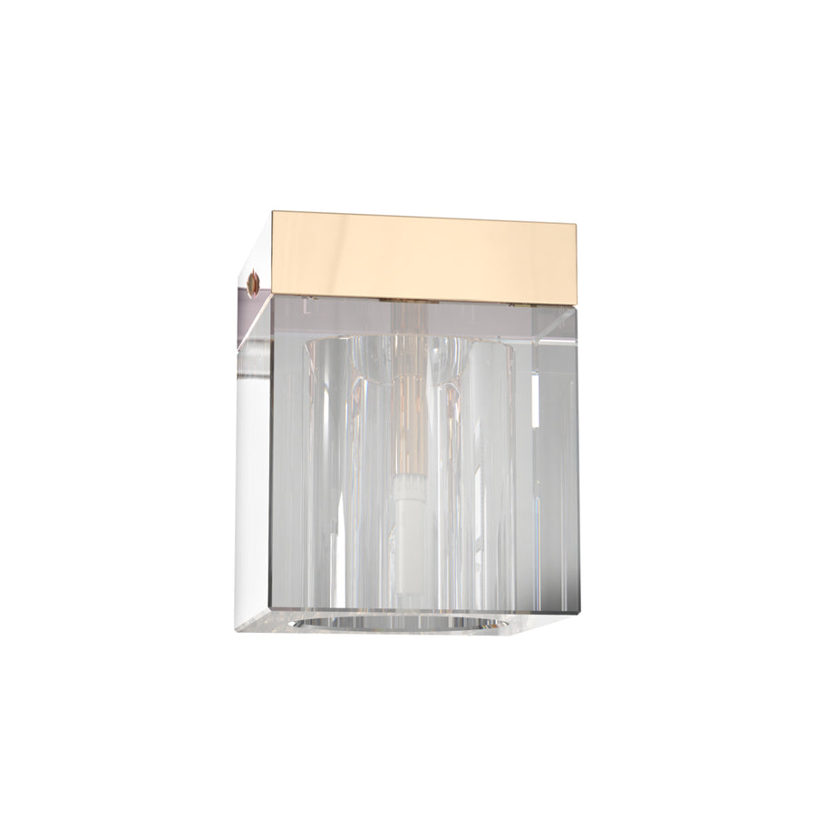 Spot plafond Cubo transparent et doré, cristal