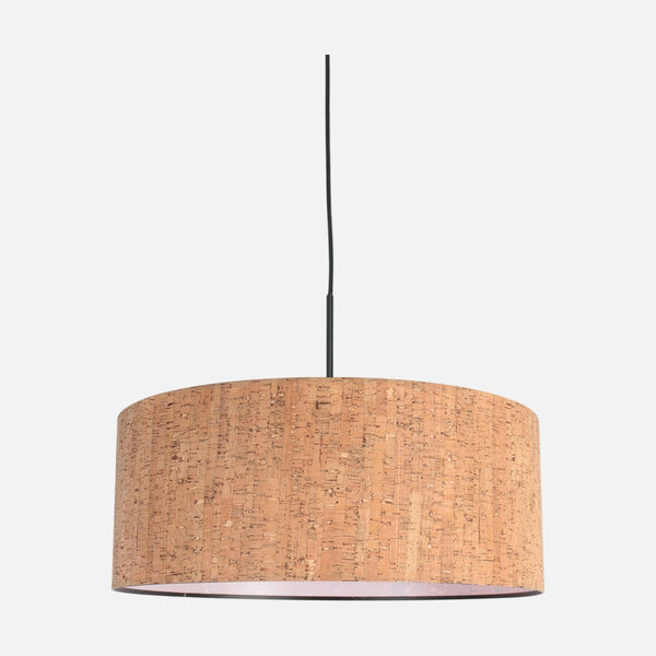 Hängeleuchte aus Naturkork, schwarzer zylindrischer Lampenschirm, höhenverstellbar | Sparkled Light