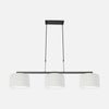 Suspension 3 lumières lin blanc, barre noire 140 cm | Linéa