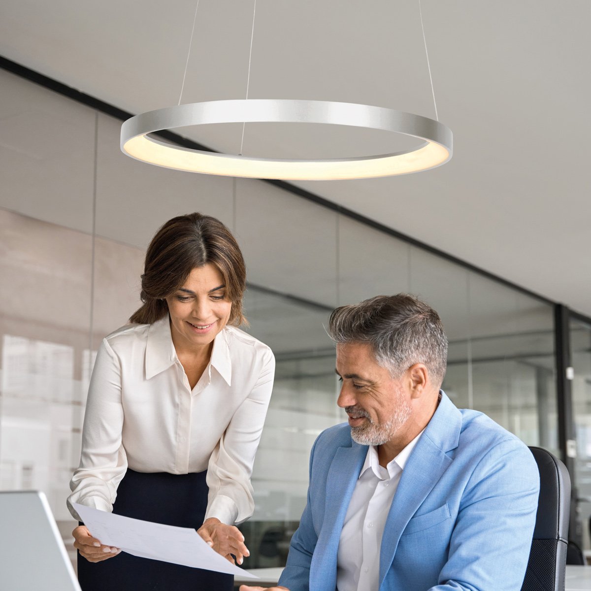 Suspension luminaire Ringlede argenté