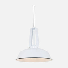 Suspension industrielle blanche, coupole métal Ø 42 cm réglable, cuisine et salle à manger | Edora