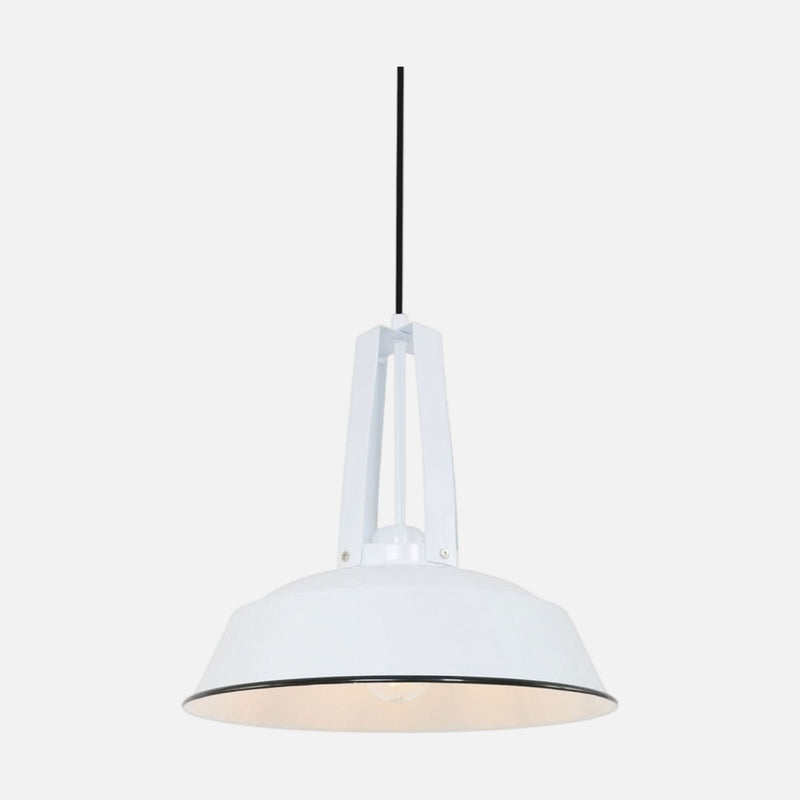 Suspension industrielle blanche, coupole métal Ø 42 cm réglable, cuisine et salle à manger | Edora