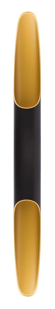 Vue rapprochée de l’applique montrant les diffuseurs dorés et le centre noir mat