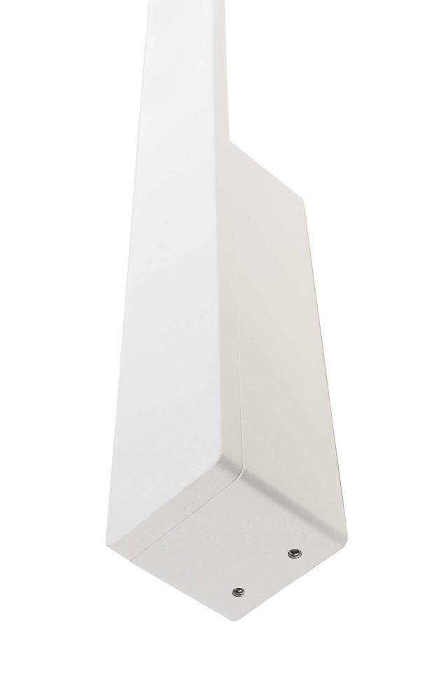Détail du bas de l'applique montrant la finition blanche satinée et les vis
