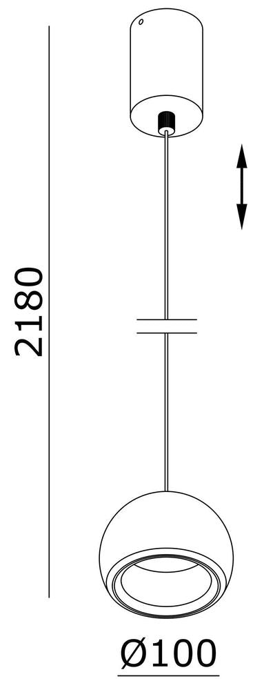 Schéma technique indiquant une hauteur de 2180 mm et un diamètre de 100 mm.
