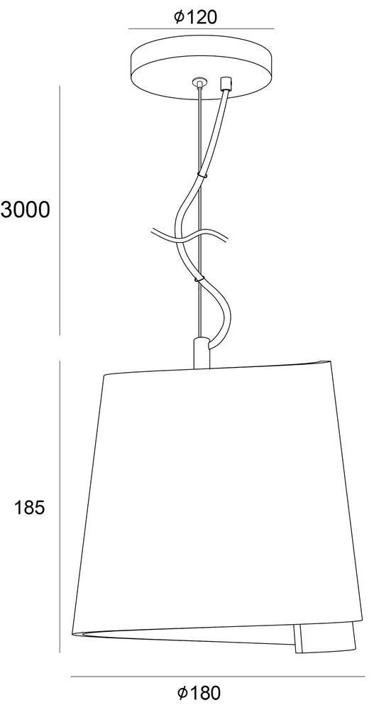 Schéma de dimensions du luminaire avec rosace, hauteur et diamètre