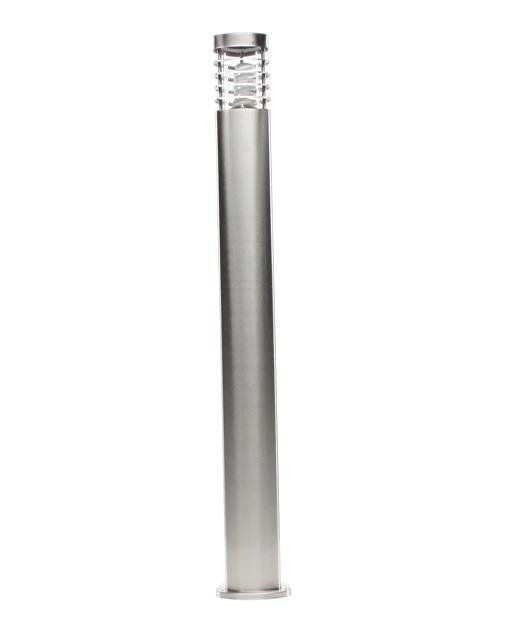 Profil vertical du lampadaire argenté avec anneaux protecteurs en tête