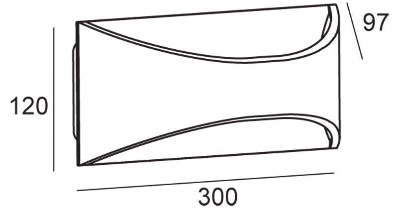 Schéma technique coté : hauteur 120 mm, largeur 300 mm, profondeur 97 mm.