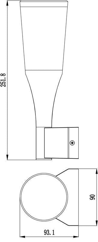 Schéma de dimensions de l’applique avec hauteur et largeur indiquées en millimètres.