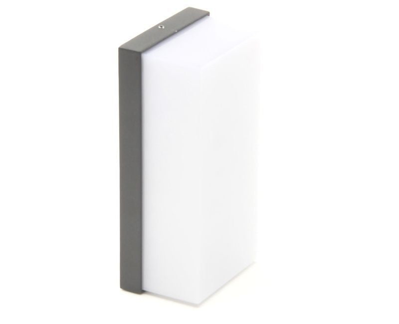 Applique murale rectangulaire blanche inclinée, laissant voir le cadre gris foncé
