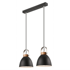 Suspension 2 lumières anthracite et bois