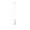 Suspension blanche et bois, 15 cm