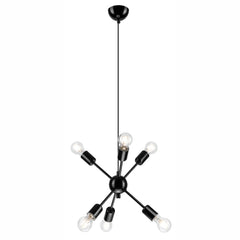 Suspension Vintage 6 lumières noire