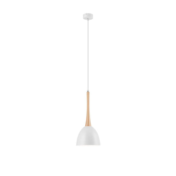 Suspension blanche et bois, 18,5 cm