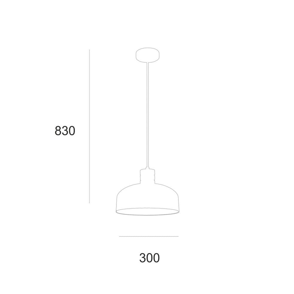 Schéma de dimensions : hauteur totale 830 mm et diamètre 300 mm