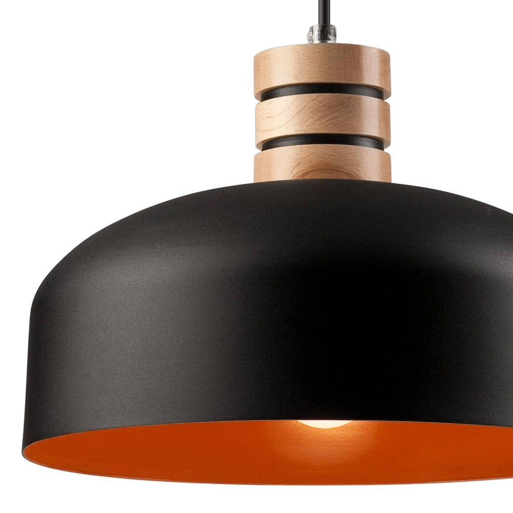 Suspension noire et orange, bois