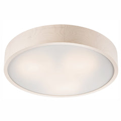 Plafonnier 3 lumières blanc et bois, verre
