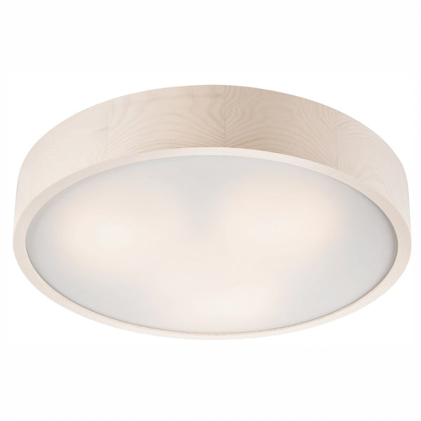Plafonnier 3 lumières blanc et bois, verre