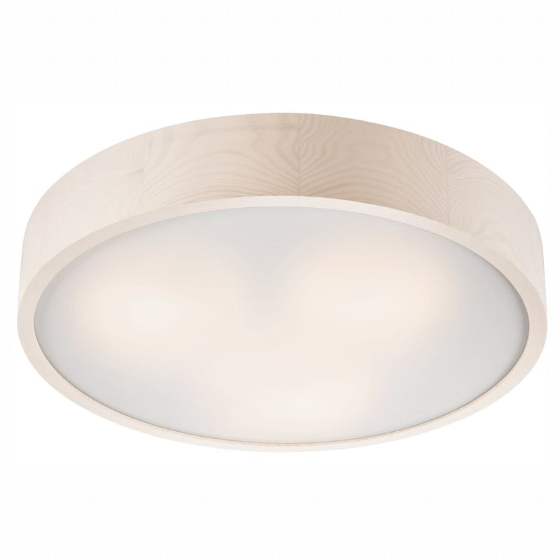 Plafonnier 3 lumières blanc et bois, verre