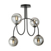 Plafonnier Jonquira 4 lumières noir et anthracite, verre