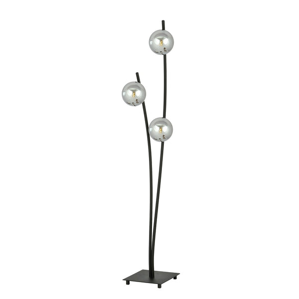 Lampadaire Dramnir 3 lumières noir et anthracite, verre